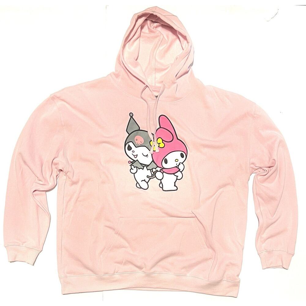 Kuromi My Melody Hoodie Sweatshirt Size XL SANRIO BIOWORLD UNISEX Pink